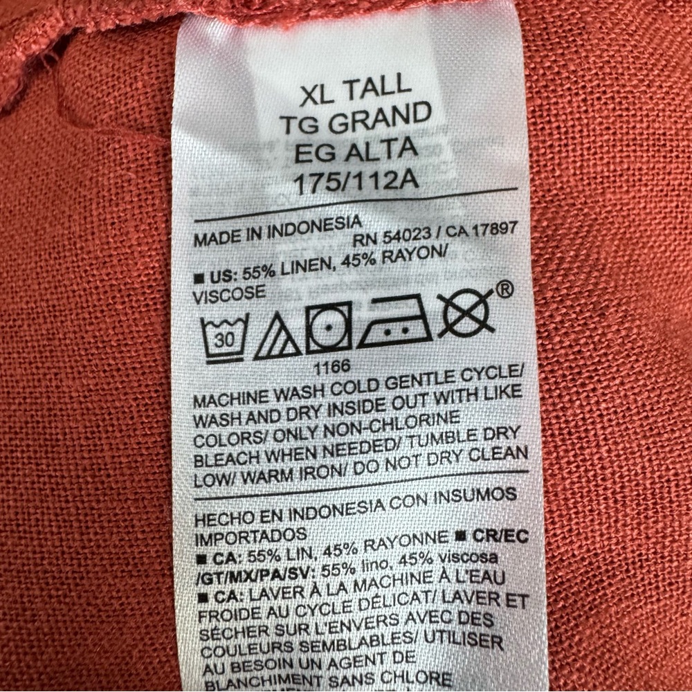Old Navy Shirt Dress XL Tall Orange Linen Blend Button Up Beachy Boho READ - Picture 13 of 16